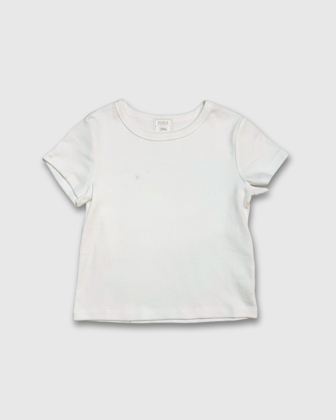Slightly Cropped White Tee - 100% Cotton