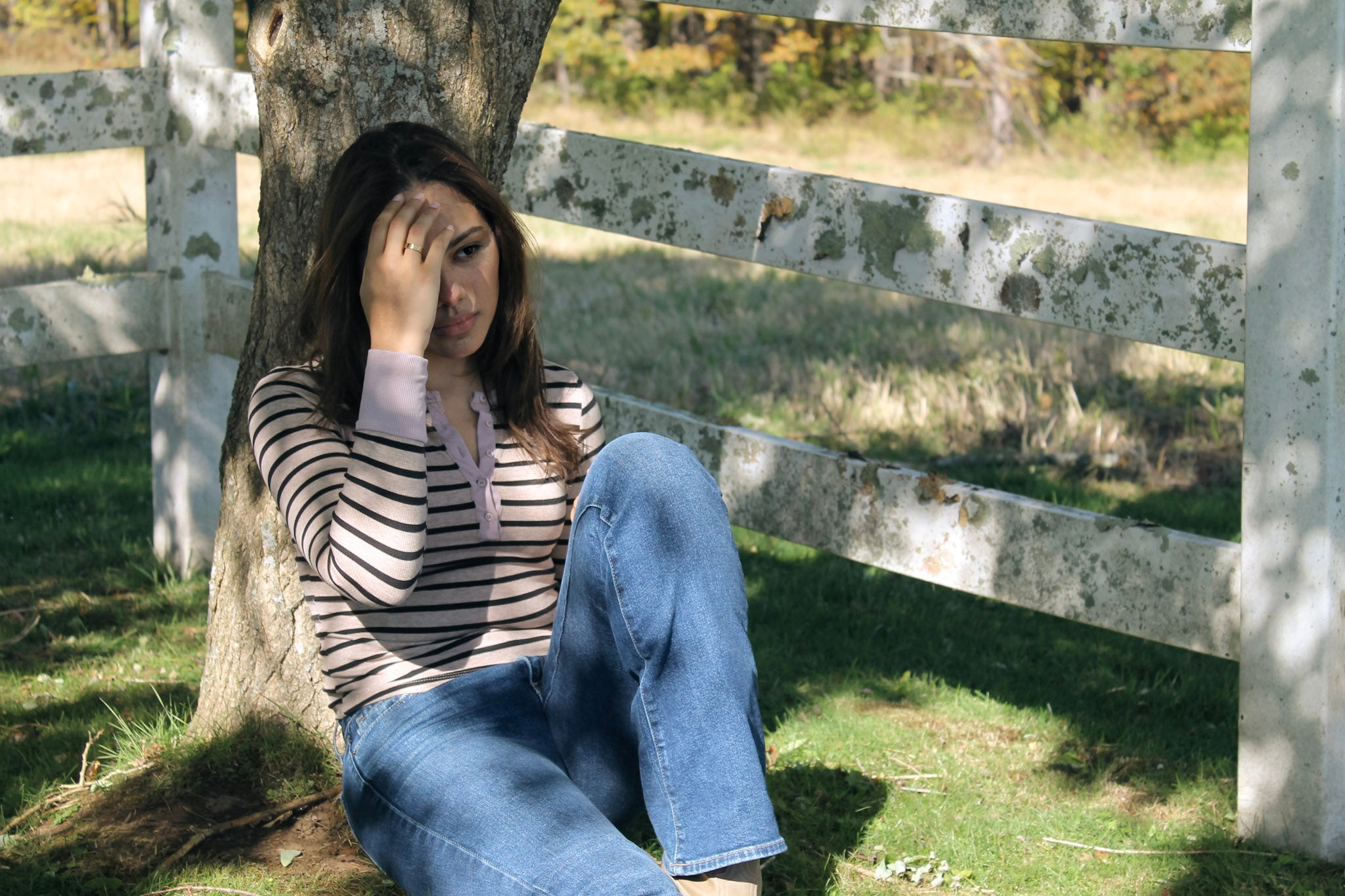 Striped Henley in Tan