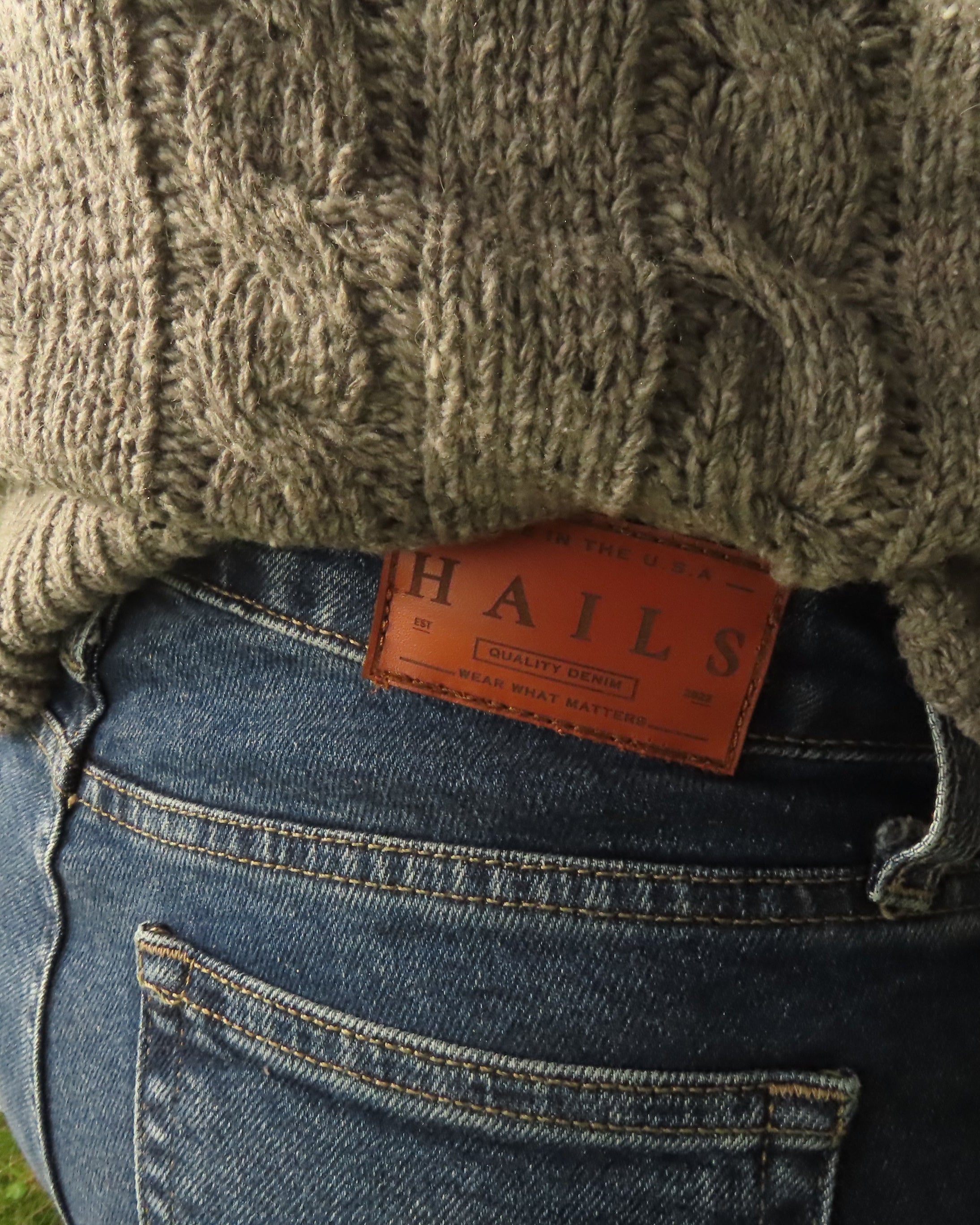 Grey neck cable knit sweater